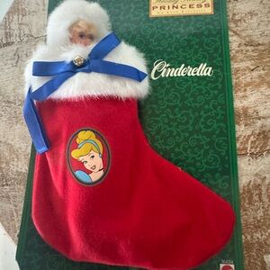 Vintage Cinderella Red Christmas Stocking Disney Avon